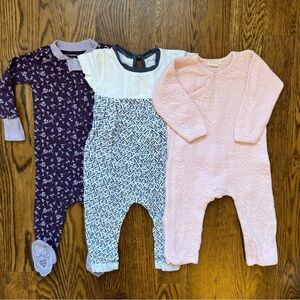 Set of 3 Burt’s Bees Rompers 6-9 mo